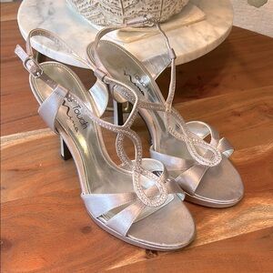 Silver Strappy Formal Heels